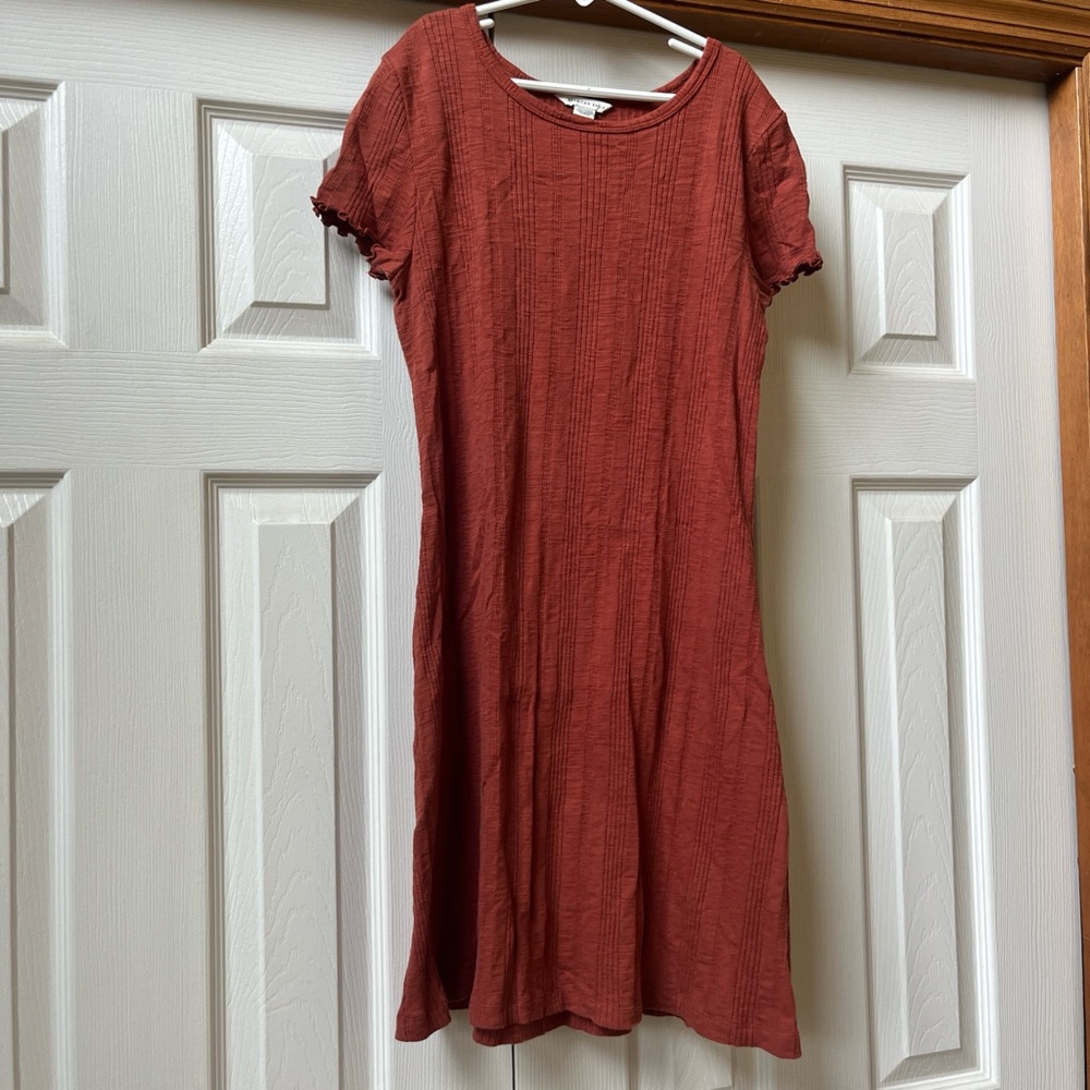 XS American Eagle Knit Burnt Orange Knee-Length Dress